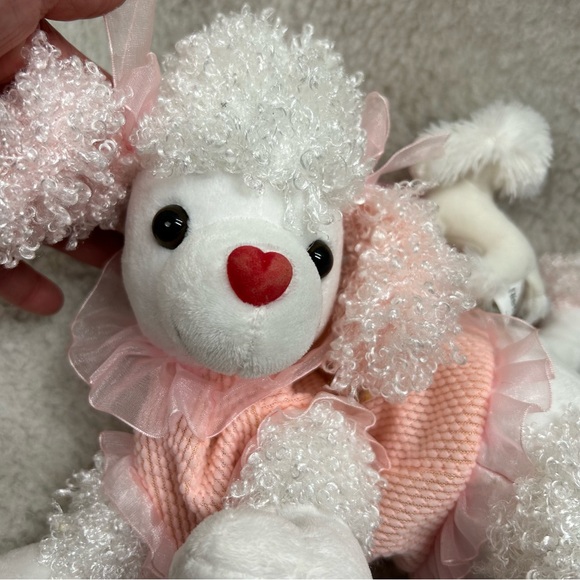 Poodle plush dog kids purse  12" pink peach white w/ mini poodle clip READ - Picture 1 of 15